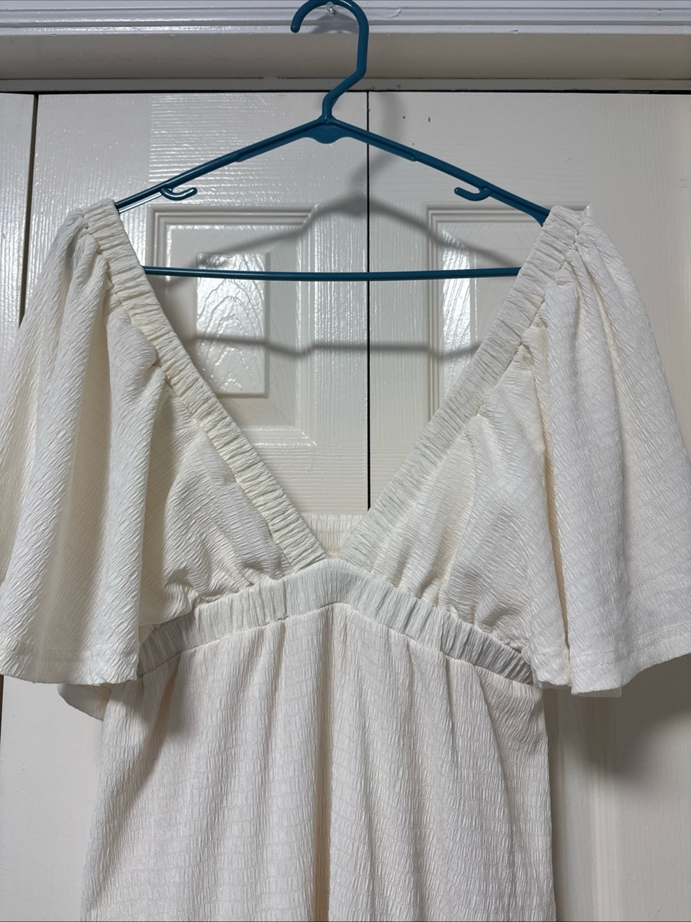 White V-Neck Tiered Flowy Women's Dress Kikibell B2 - Picture 3 of 10